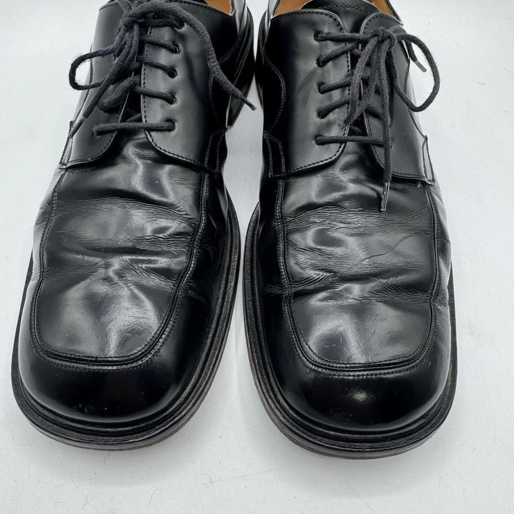 Mezlan Alcoy Vintage Y2K Black Leather Chunky Oxford Mens Sz 10 Black Platform